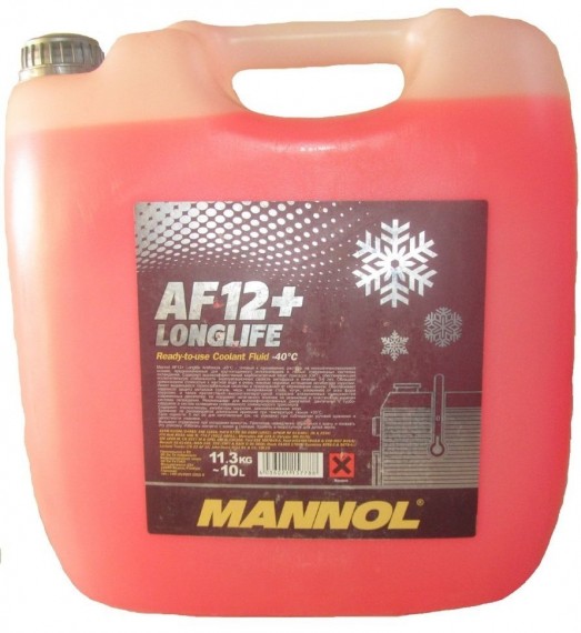 MANNOL 4012 Antifreeze AF12+ (-40 °C) Longlife красный 10л антифриз